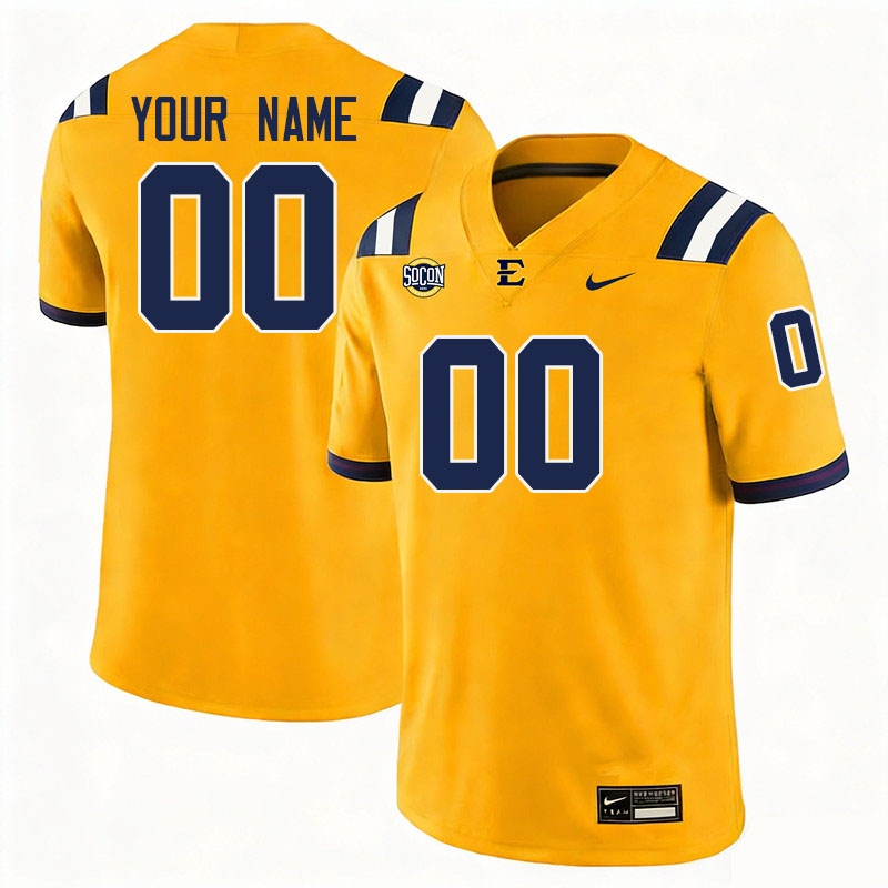 Custom East Tennessee State Buccaneers Name And Number Football Jerseys-Gold